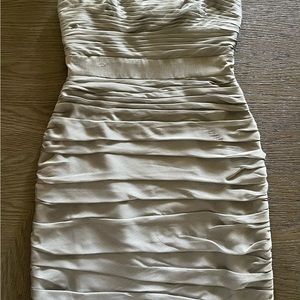 Ruched Strapless Cationic Chiffon Dress by Monique Lhuiller